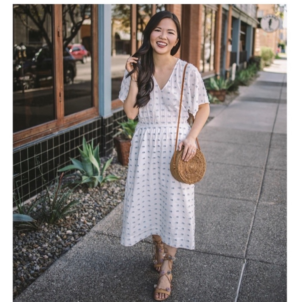 NWT Loft Lou & Grey Clip Dot Pom Pom Midi Dress